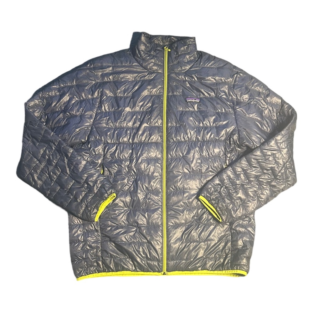 Patagonia Blue Men's Micro Puff Quilted Zip-Up Puffer Jacket Size Large